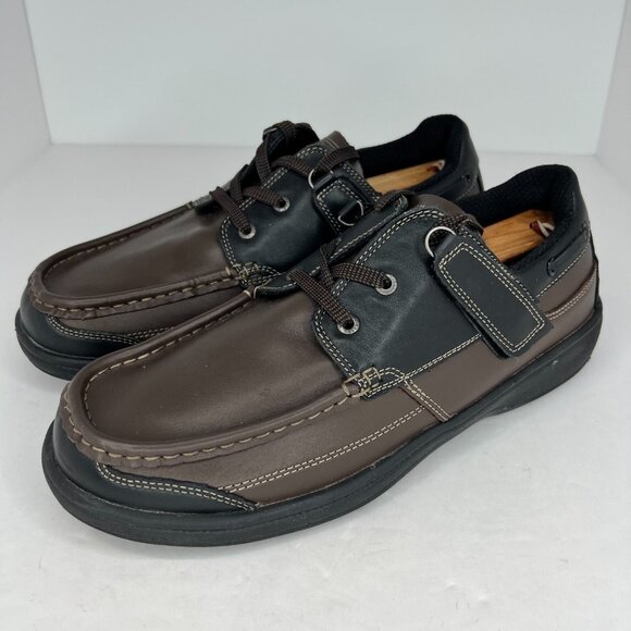 OrthoFeet Mens 422 Brown Baton Rouge Leather Casual Size 10 EE Boat Shoes - Picture 1 of 10
